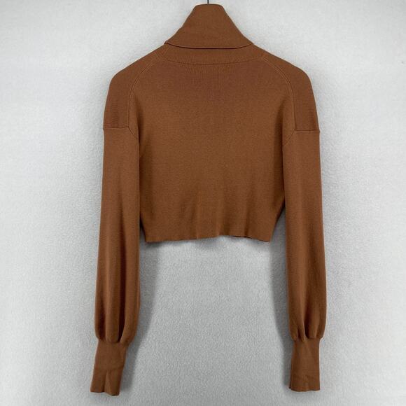 WILFRED ARITZIA Sweater XS Rebecca Turtleneck Cropped Wool Blend Pullover Brown - Picture 2 of 14
